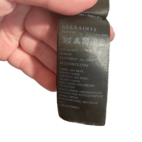 ALLSAINTS Chocolate Brown Wool Blend Jax Jacket w/Pockets - Picture 6 of 9